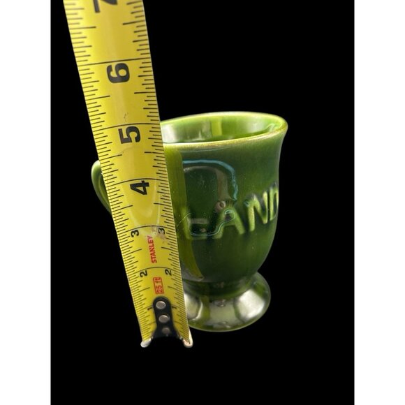 Coffee Mug Cup Pedestal 'Ireland" Green Irish Stoneware Raised Letters Vintage - Picture 10 of 11
